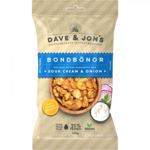 Dave & Jons Rostade Bondbnor Sour Cream & Onion 100g Coopers Candy