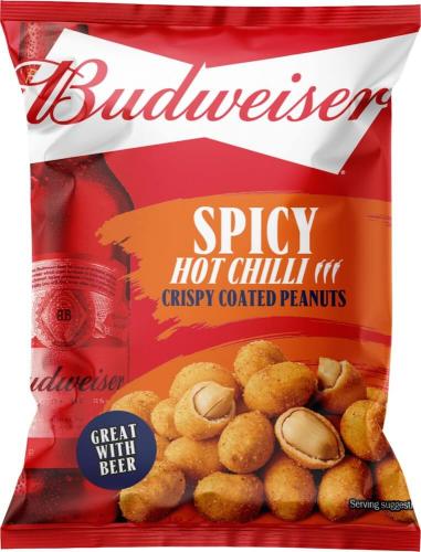 Budweiser Spicy Hot Chilli Crispy Coated Peanuts 150g Coopers Candy