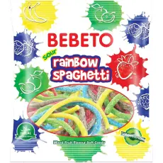 Bebeto Spaghetti Sour Rainbow 80g(BF:2024-10-29) Coopers Candy