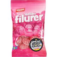 Grahns Hallonfilurer fyllda med hockeypulver 70g Coopers Candy