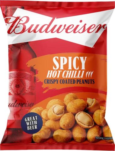 Budweiser Spicy Hot Chilli Crispy Coated Peanuts 150g (BF: 2024-10-14) Coopers Candy