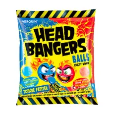 Head Bangers Balls Crazy Sour Straw/Rasp 180g Coopers Candy