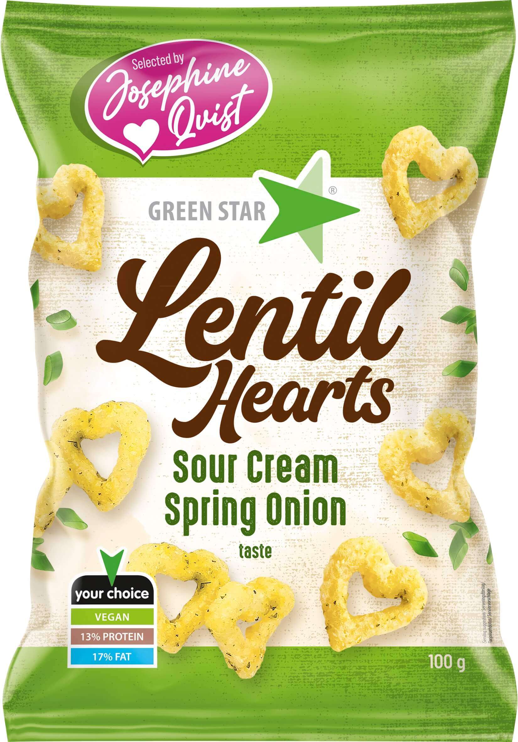 Green Star Lentil Hearts Sour Cream & Onion 100g