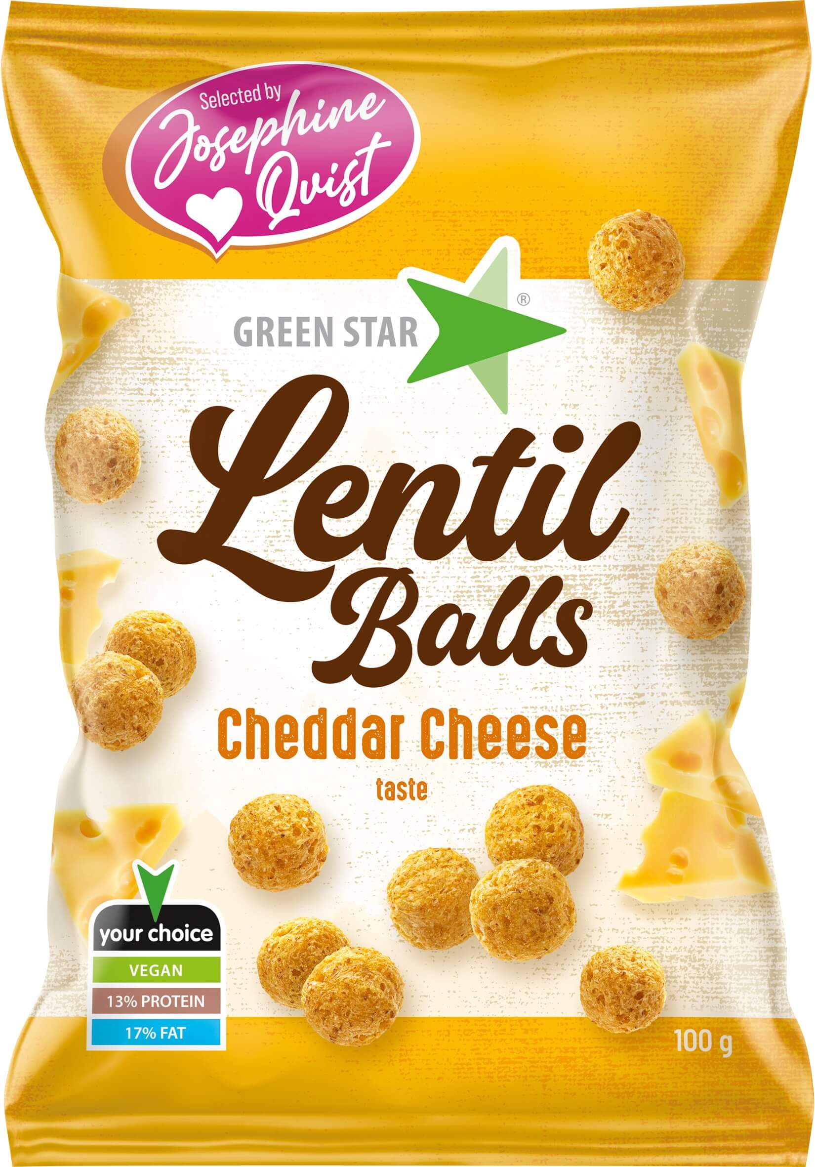 Green Star Lentil Balls Cheddar 100g